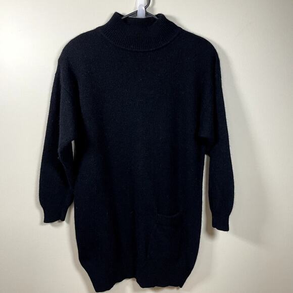 PAUL ET DUFFIER Womens Made in Hong Kong Black Lambswool/Angora Tunic Sweater M - Picture 1 of 7
